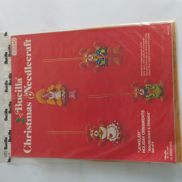 Bucilla Other - Bucilla Christmas GOLDILOCKS & FRIENDS Jeweled Felt Ornaments Craft Kit 2340 Vtg